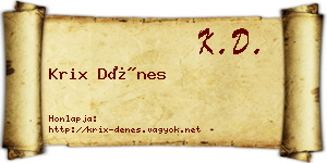 Krix Dénes névjegykártya